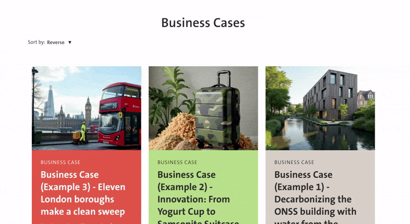 Hub page for business cases no map (Example) GIF