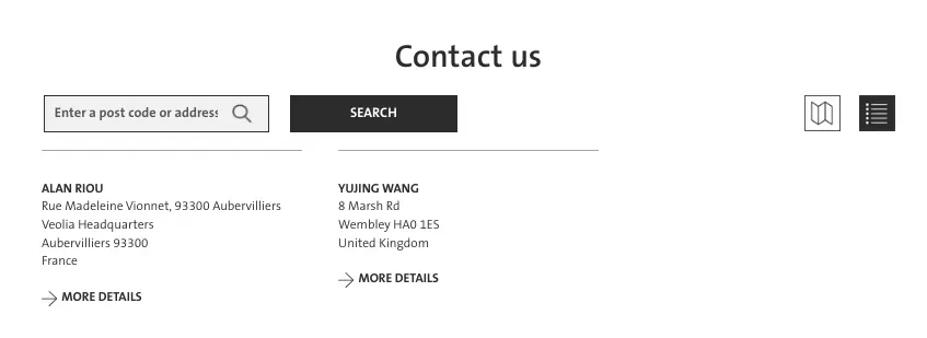 Hub page for contacts image 