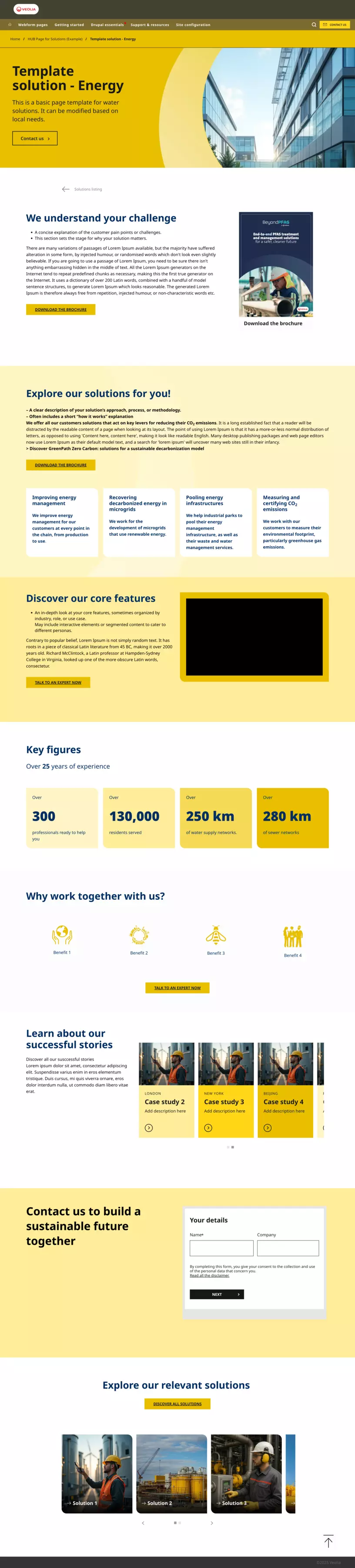 solution energy page template full screenshot