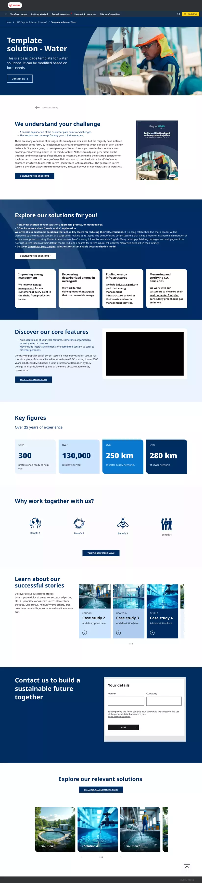 solution water page template full screenshot