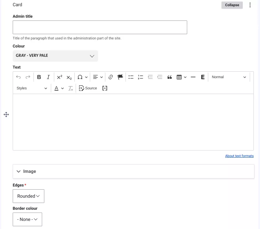 Card editing mode in drupal