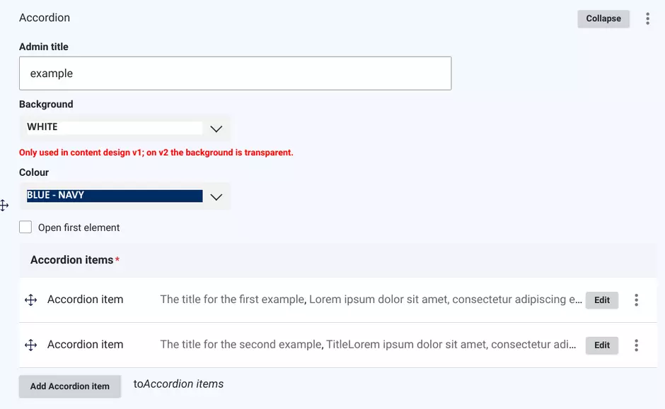Details for adding an Accordion in Drupal 
