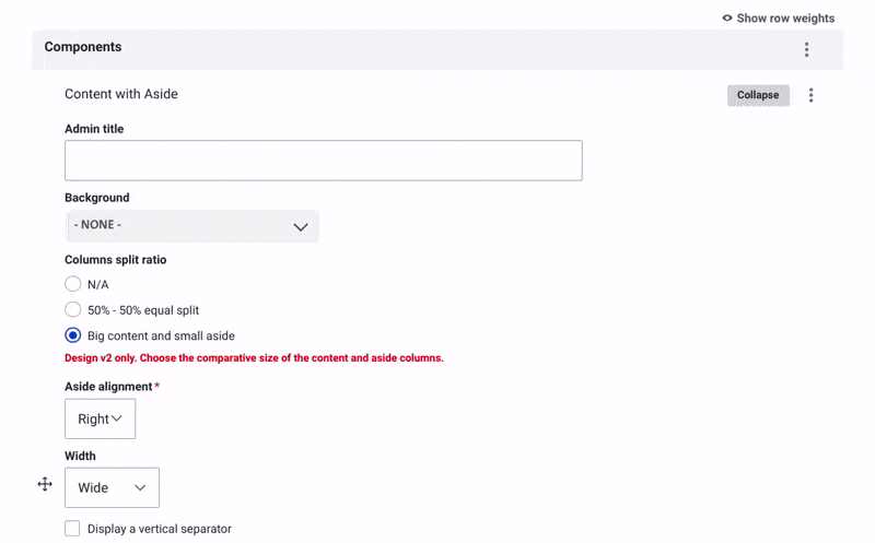 content with aside custom