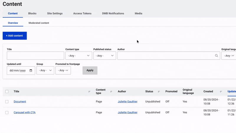 media document edition in the back office GIF