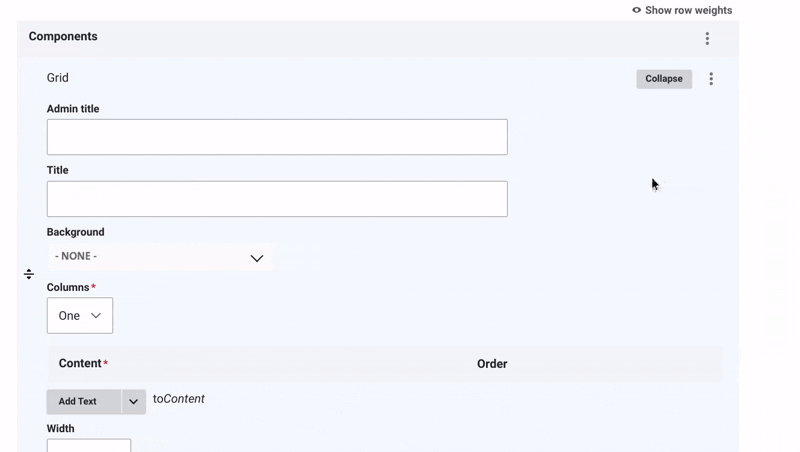 Grid content edition