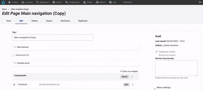 the second method to set up main navigation