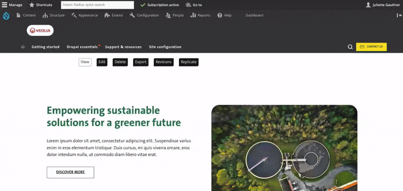 GIF showing you how to access to the main navigation menu