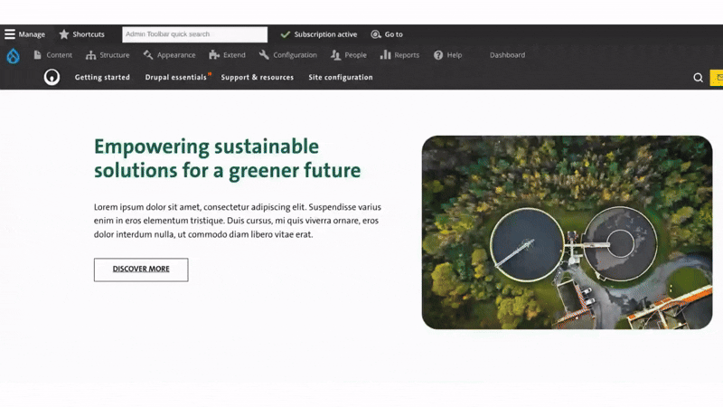 GIF that shows how to access to basic site settings