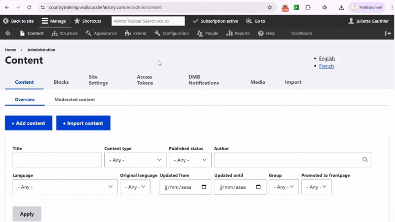 step to translate imported content