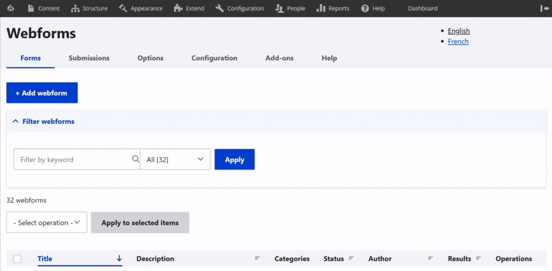 Translate the webform