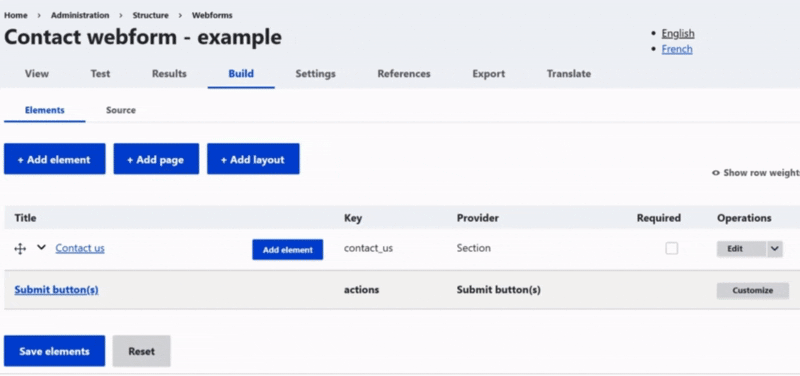 add elements to webform structure