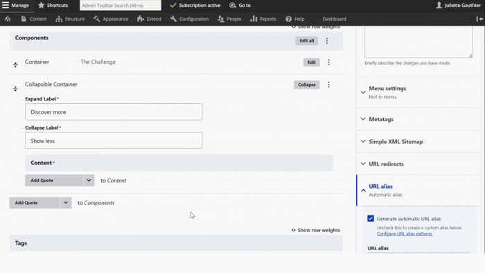 Edit collapsible container