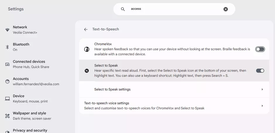 Text to audio - settings